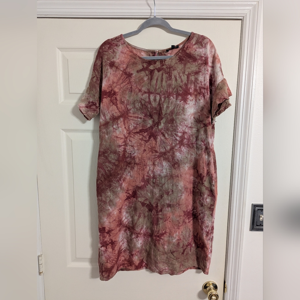 For Cynthia pink tie dye sheath dress size medium with pockets